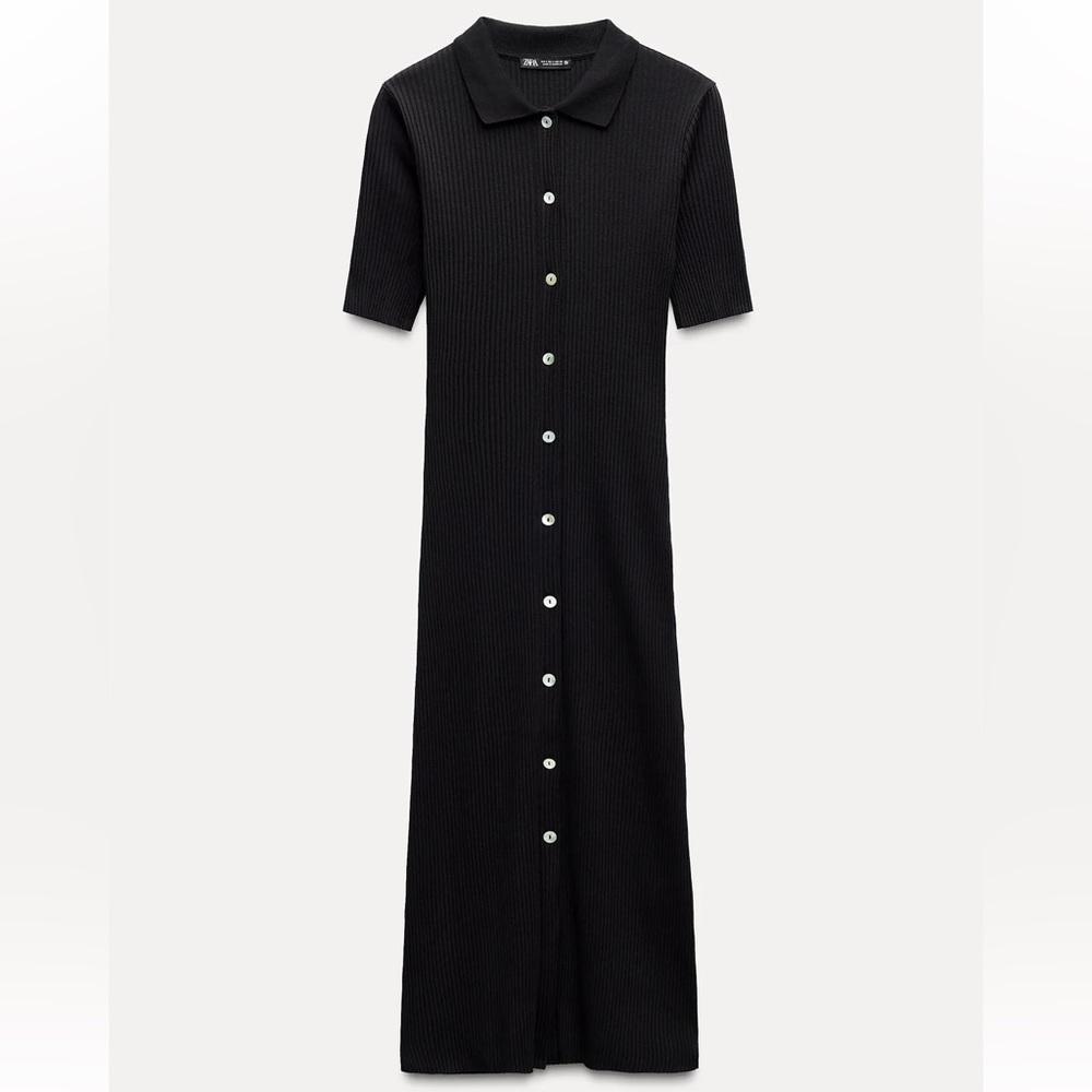 Ribbed Polo dress with buttons
